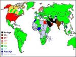 世界各国の飲酒が許される最低年令がわかる地図