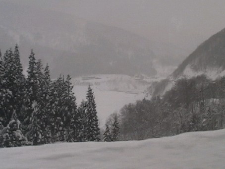 「白い国<b>山形県</b>」の車窓の雪景色。