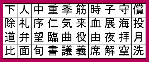 今日の大人の脳トレは 漢字熟語問題 です ここでは 比較的易しい